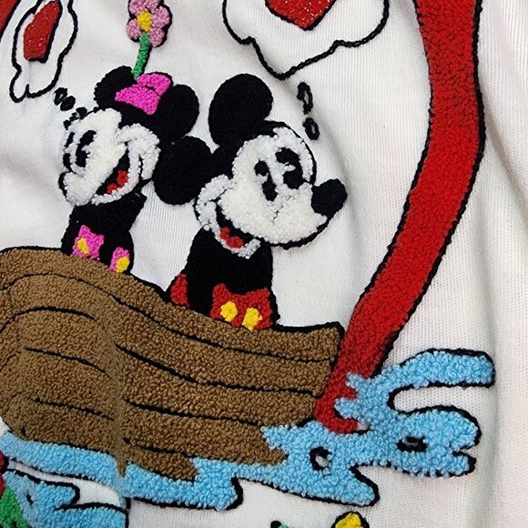 Vintage 80s Sunday Comics Disney Mickey Mini Tunnel of Love Sweatshirt (L) - Picture 7 of 8